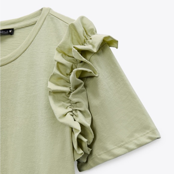 Zara RUFFLED T-SHIRT - Picture 2 of 5